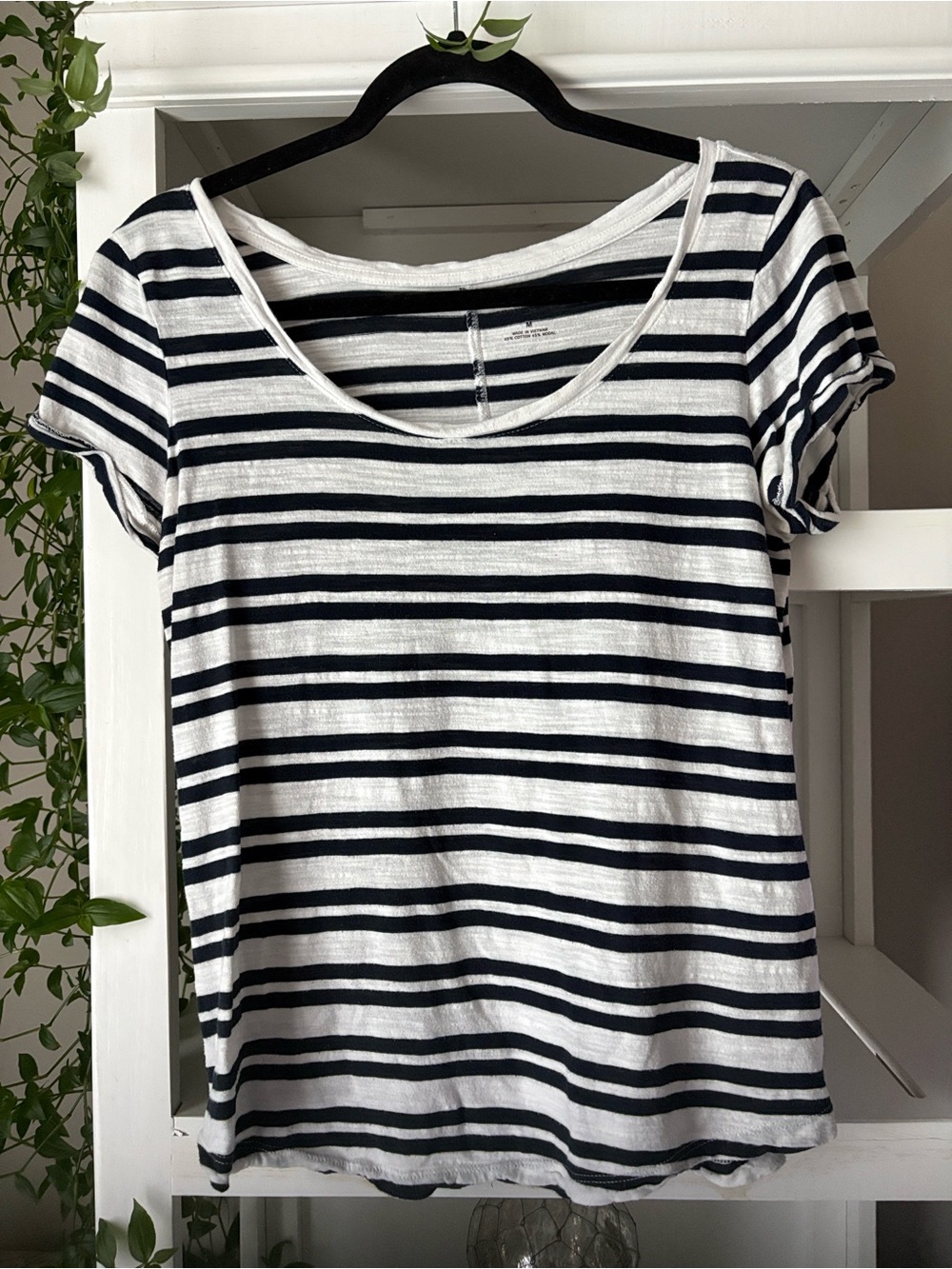 Malibu Navy and White Striped Short Sleeve Malibu Tee